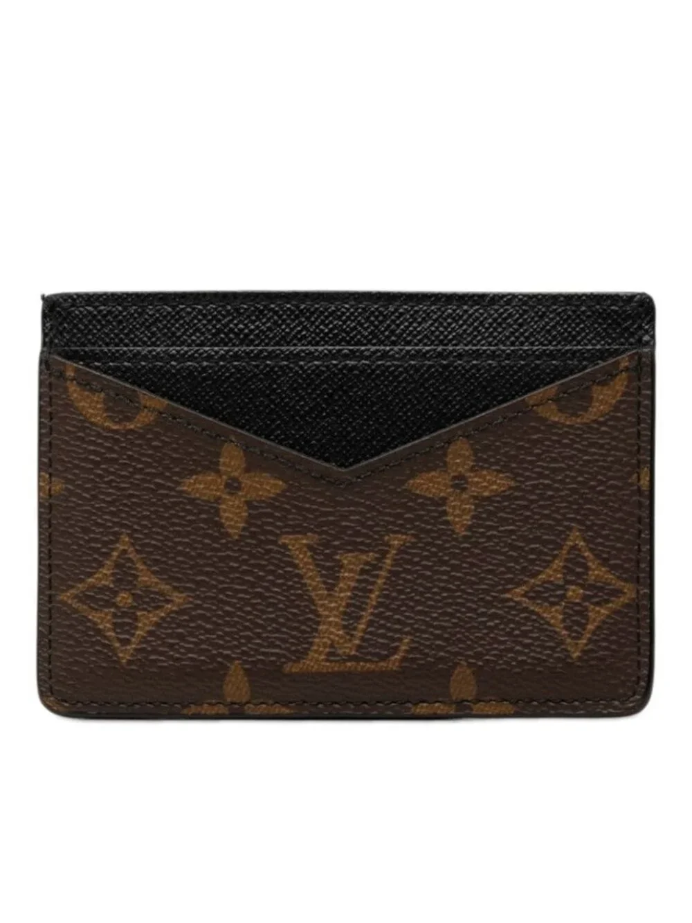 Louis Vuitton Monogram Macassar Neo Card Holder Case Brown Black Leather